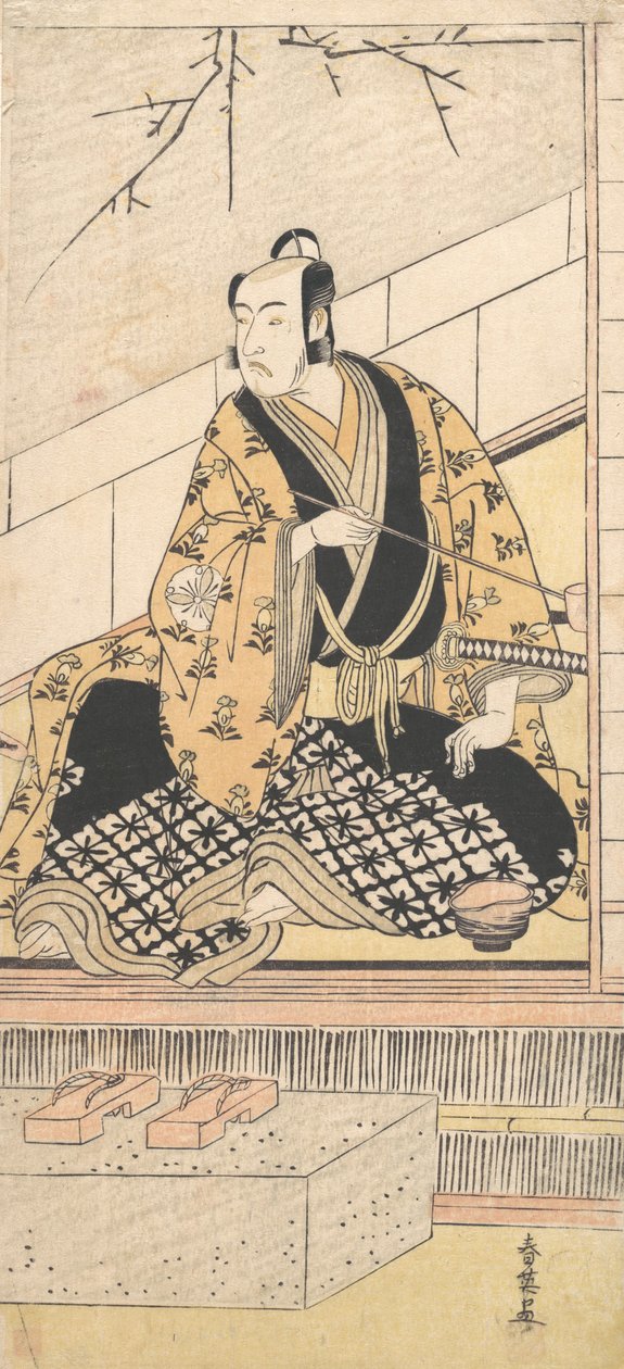 Skuespilleren Matsumoto Koshiro IV sitter i et ytre rom, 1789. av Katsukawa Shun