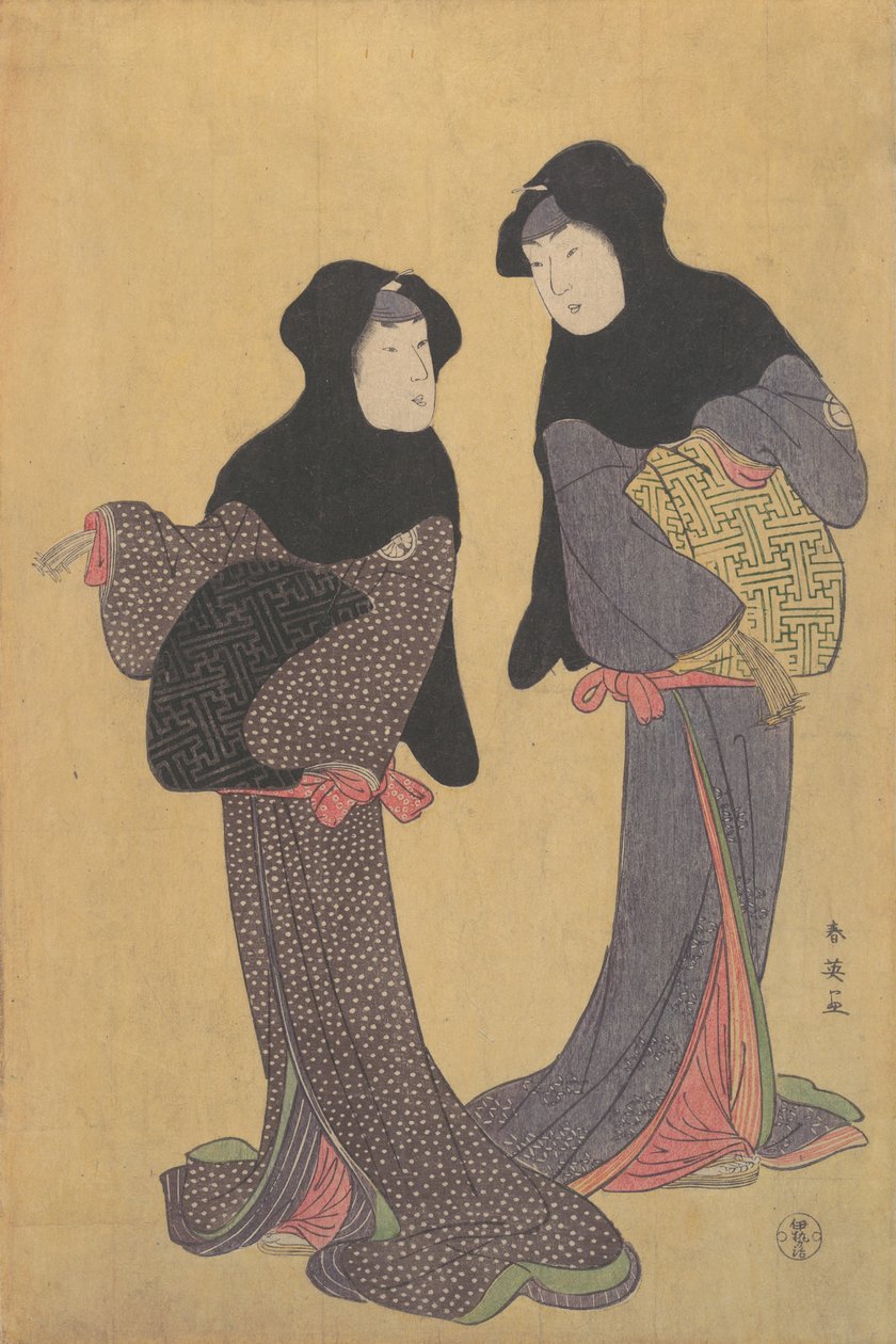 Two Women Conversing, slutten av 1700-tallet. av Katsukawa Shun