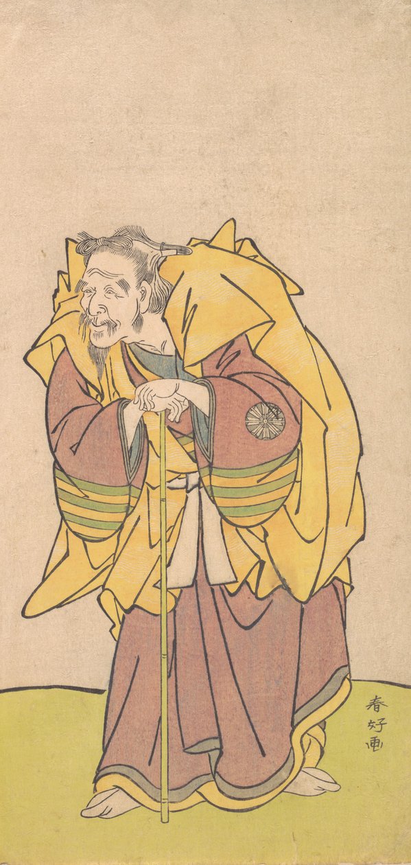 Nakamura Tomijuro som en gammel mann med lite skjegg, ca. 1780. av Katsukawa Shunko