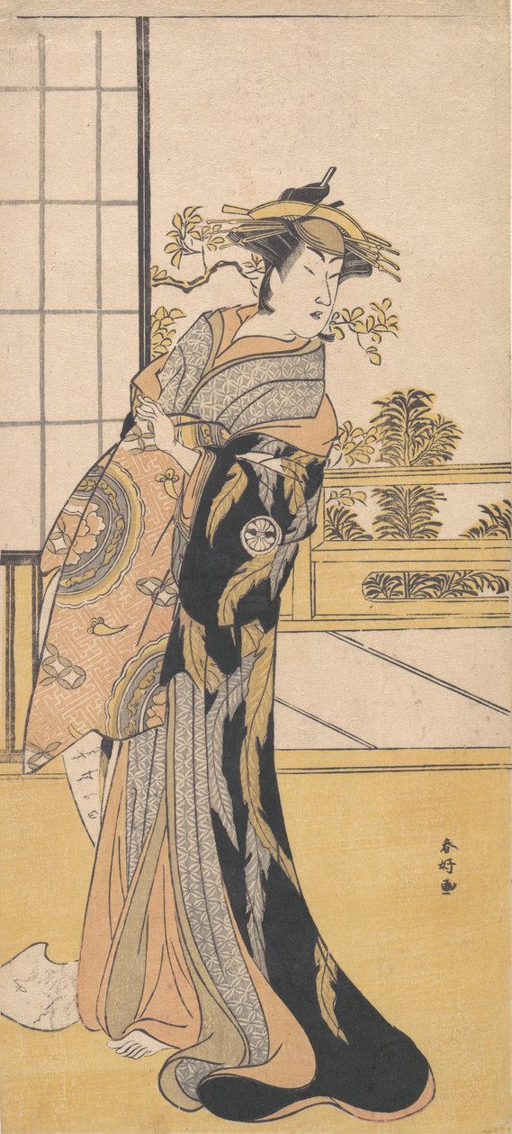 Skuespilleren Segawa Kikunojo tredje i en kvinnelig rolle, ca. 1780. av Katsukawa Shunko