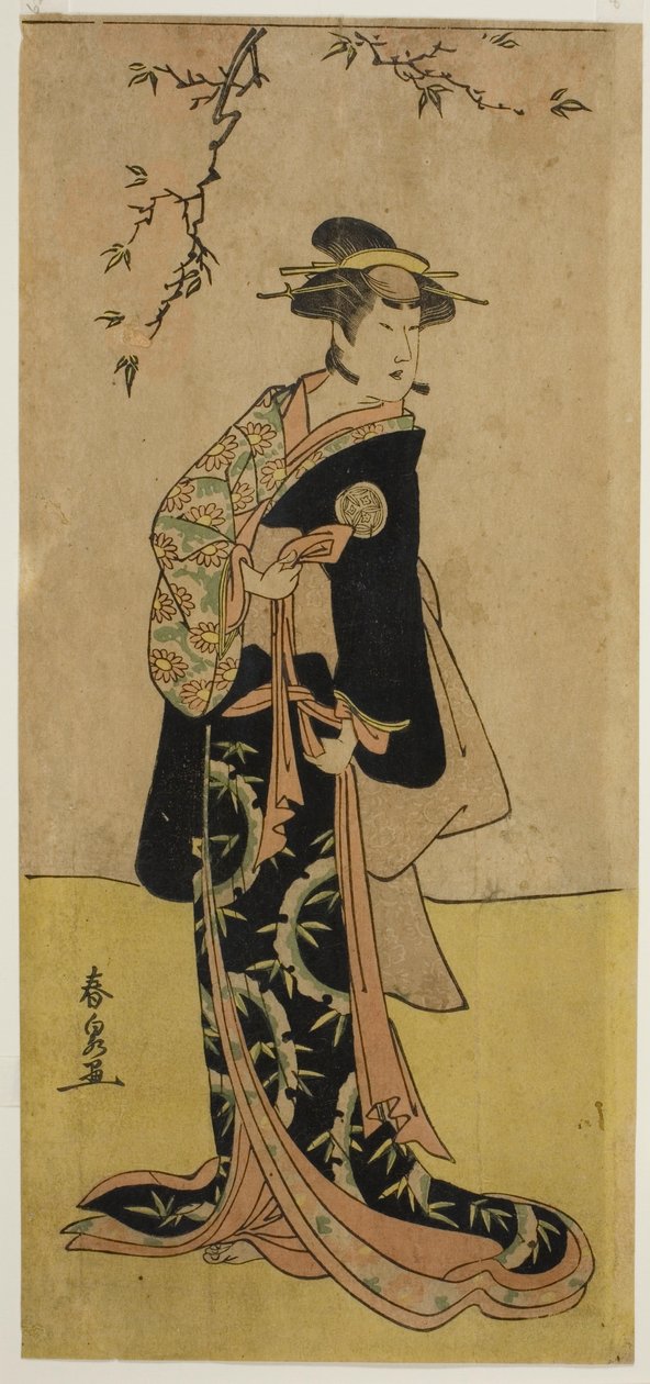 Skuespilleren Yamashita Mangiku I som Lady Yuya (Yuya Gozen) (?) i stykket Heike Hyobanki (?), fremført på Nakamura Theatre (?) i den syvende måneden, 1789 (?) av Katsukawa Shunsen