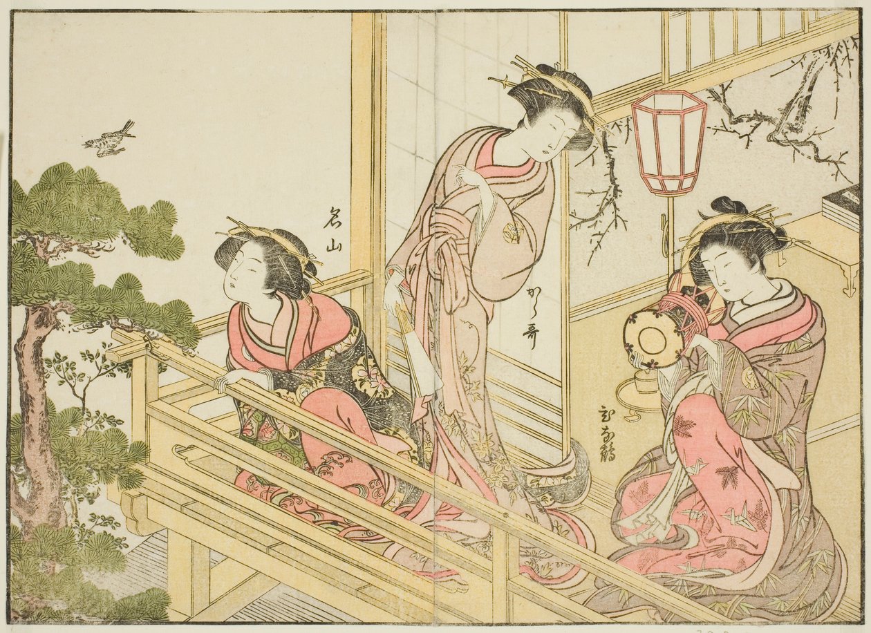 Courtesans of the Chojiya, fra boken "Mirror of Beautiful Women of the Pleasure Quarters (Seiro bijin awase sugata kagami)," vol. 1 av Katsukawa Shunsho