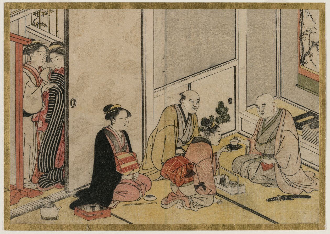 Interiørscene. av Katsukawa Shunsho