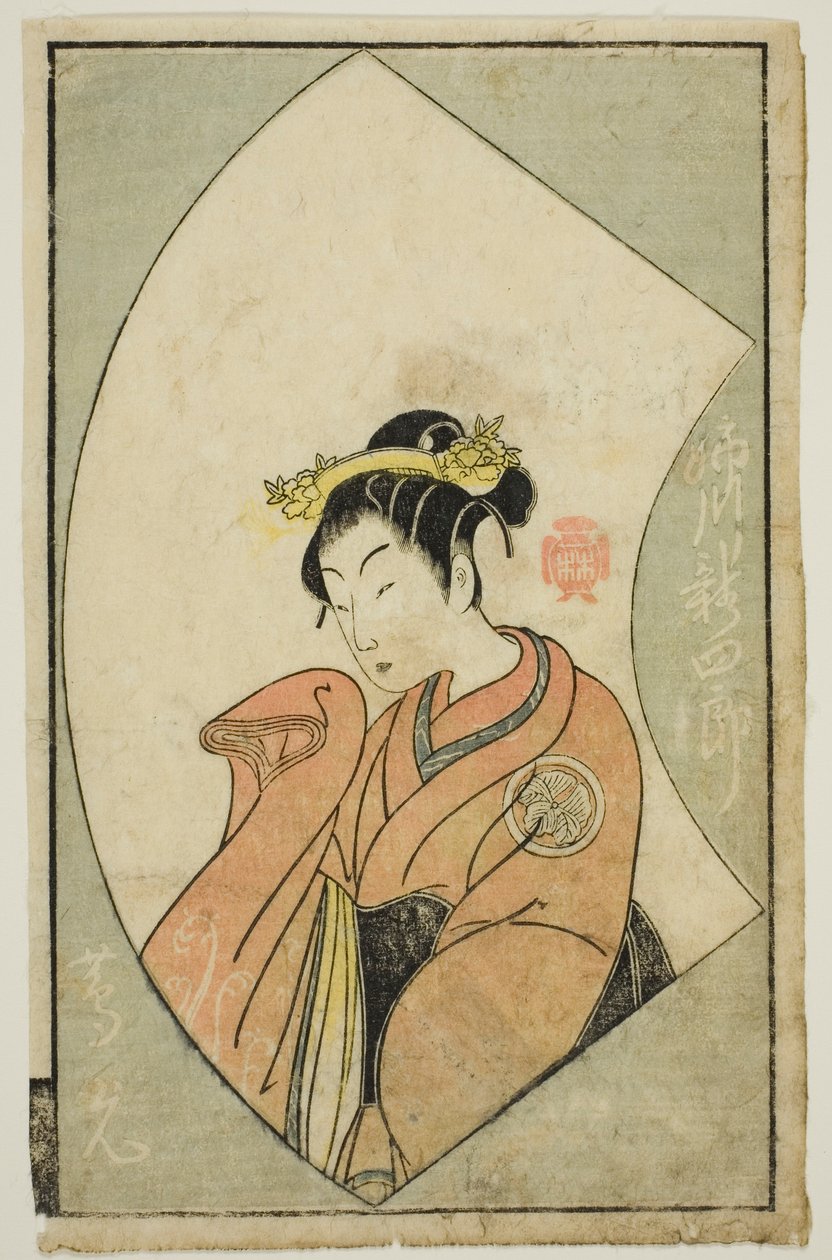 Skuespilleren Anegawa Shinshiro II, fra "A Picture Book of Stage Fans (Ehon butai ogi)" av Katsukawa Shunsho