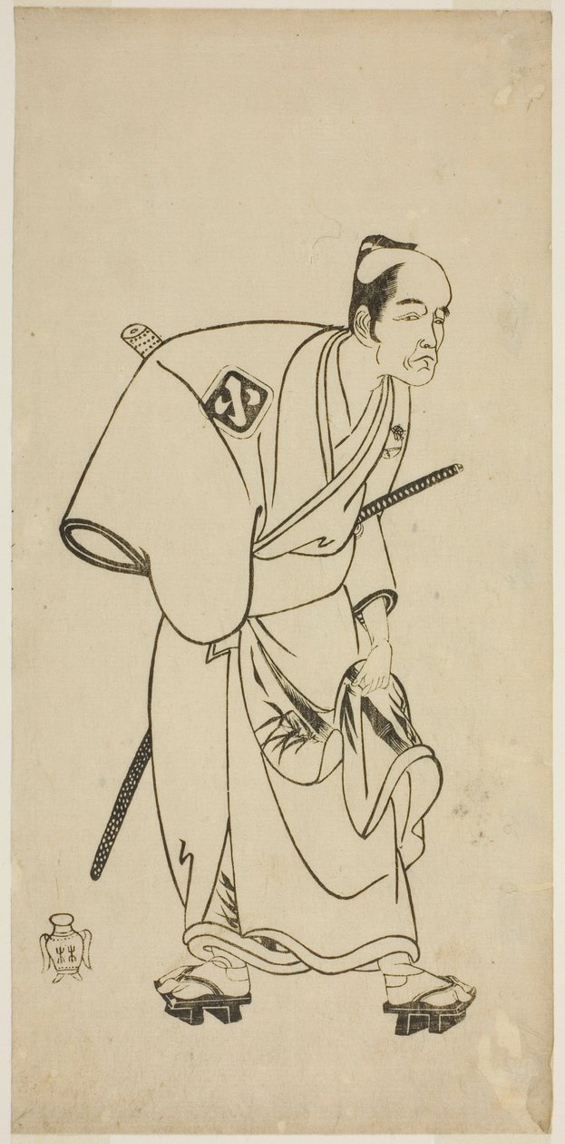 Skuespilleren Arashi Otohachi I som Hotei Ichiemon i stykket Ayatsuri Kabuki Ogi, fremført på Nakamura Theatre i den syvende måneden, 1768 av Katsukawa Shunsho