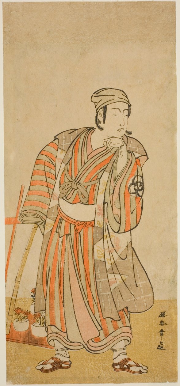 Skuespilleren Bando Mitsugoro I som Taira no Tadamori forkledd som potteplanteselger i stykket Sakuya Kono Hana no Kaomise, fremført på Nakamura Theatre i den ellevte måneden, 1776 av Katsukawa Shunsho