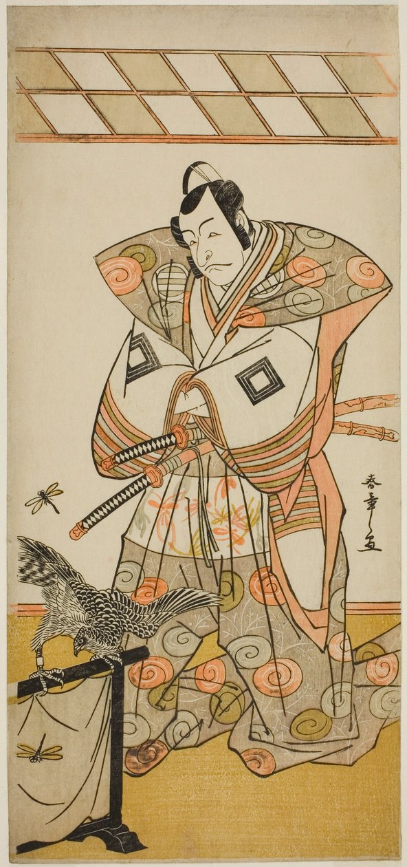 Ichikawa Dan Juro V As Ashikaga Takauji-medlem Te Pay Kaerihana Eisuke Taiheiki, fremført ved Te Nakamura Tee-medlem Te Eventh Gate, 1779 av Katsukawa Shunsho