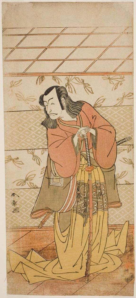 Skuespilleren Ichikawa Danjuro V som Ashiya Doman i stykket Kikyo-zome Onna Urakata, fremført på Morita Theatre i den syvende måneden, 1776 av Katsukawa Shunsho