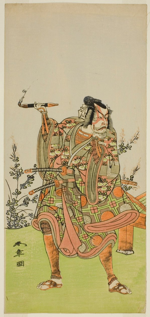 Skuespilleren Ichikawa Danzaburo II som Usui no Sadamitsu (?) i stykket Edo Katagi Hikeya Tsunasaka (?), fremført på Ichimura Theatre (?) i den ellevte måneden, 1772 (?) av Katsukawa Shunsho