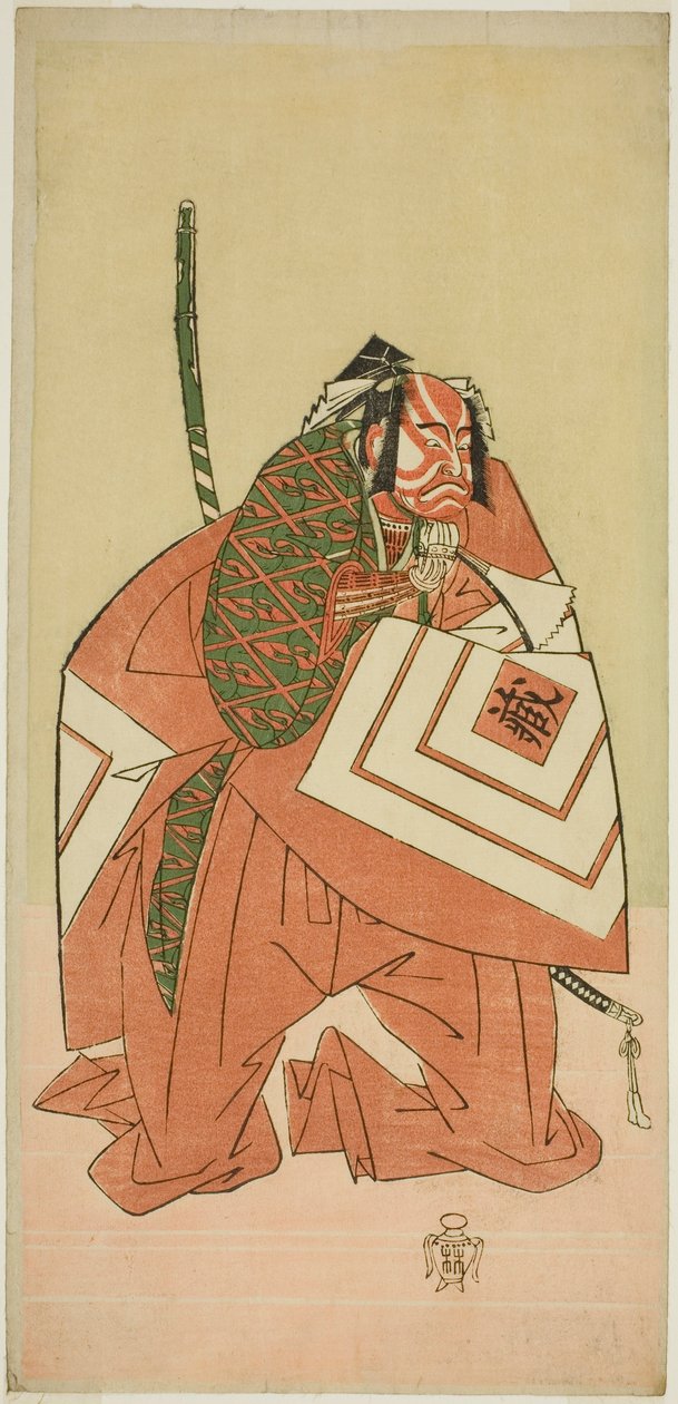 Skuespilleren Ichikawa Danzo III som Sanada no Yoichi (?) i stykket Sanada no Yoichi Banjaku no Iezuto (?), fremført på Morita Theatre (?) i den ellevte måneden, 1767 (?) av Katsukawa Shunsho
