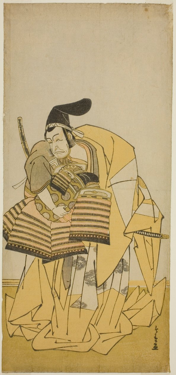 Ichikawa Grape Dye Good As Kudo Saemon Suketsune Te Pay Camry Ord relatert til forfedre, Perfor Med at Te Ichimura Tee First Month, 1776 av Katsukawa Shunsho