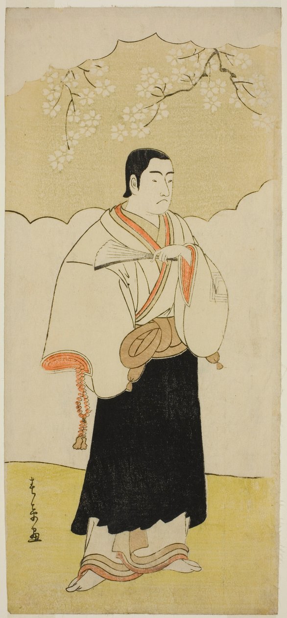 Ichikawa Monnosuke II som munk Renseibo i stykket Hatsumombi Kuruwa Soga, fremført på Nakamura Theatre i den tredje måneden, av Katsukawa Shunsho