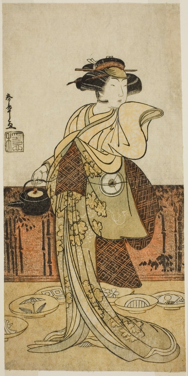 Skuespilleren Iwai Hanshiro IV som Tsukisayo i Play Gohiiki Nenne Soga, fremført på Nakamura Theatre i den første måneden, 1779 av Katsukawa Shunsho