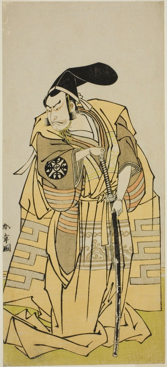 The Play Iro Moyo Aoyagi Soga (?) fremføres på Nakamura Theatre i den andre måneden, 1775 (?) av Katsukawa Shunsho