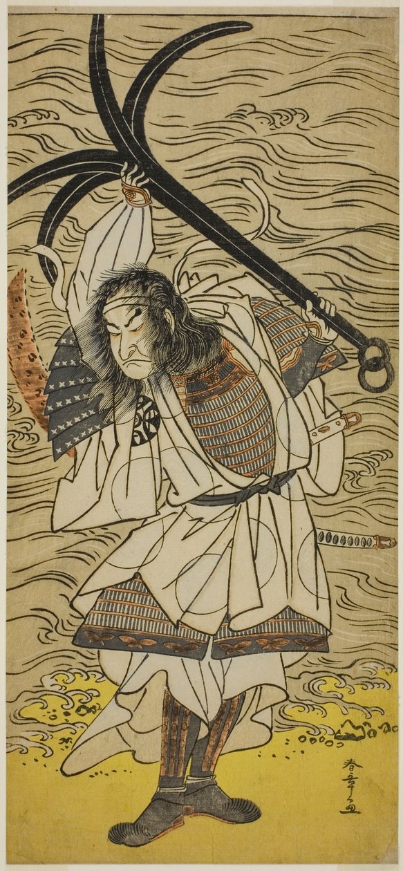 Skuespilleren Nakamura Nakazo I som Taira no Tomomori forkledd som Tokaiya Gimpei, i stykket Yoshitsune Sembon-zakura, fremført på Morita Theatre i den fjerde måneden, 1777 av Katsukawa Shunsho