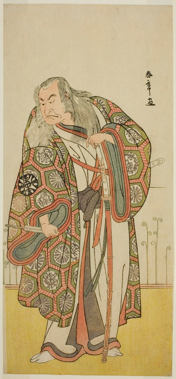 Skuespilleren Nakamura Nakazo I som sverdmesteren Takuma Genryu (?) i stykket Edo no Fuji Wakayagi Soga (?), fremført på Nakamura Theatre (?) i den første måneden, 1789 (?) av Katsukawa Shunsho