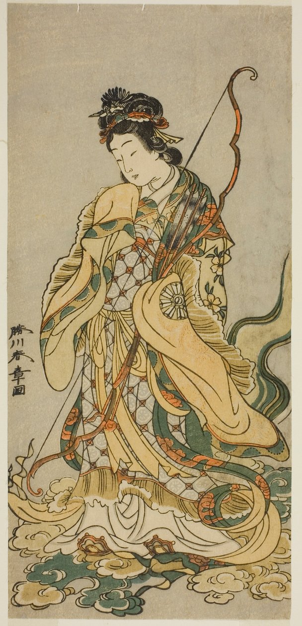 Skuespilleren Nakamura Noshio I som Goddes Benzaiten av Enoshima i stykket Onno Aruji Hatsuyuki no Sekai, fremført på Morita Theatre i den ellevte måneden, 1773 av Katsukawa Shunsho