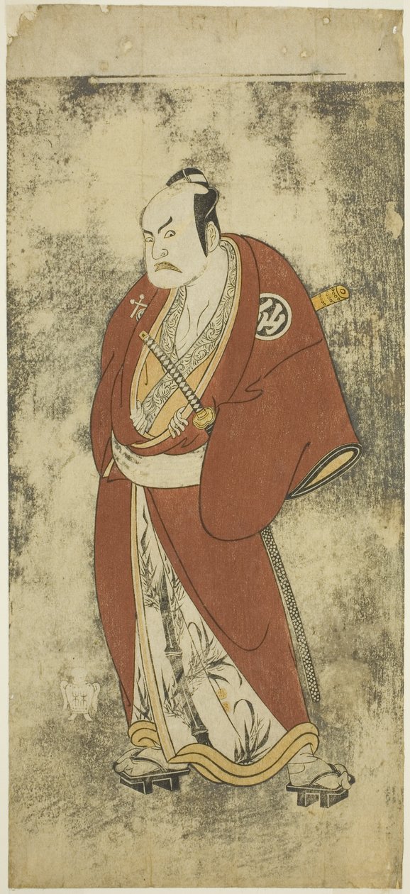 The Actor Nakamura Sukegoro II as Kaminari Shokuro in the Joruri "Gonin Otoko" (Five Chivalrous Commoners), Played as One Act in the Ayatsuri Kabuki Ogi (Mastery of the Fan in Kabuki), Performed at the Nakamura Theater from the Twentieth Day of the Seventh av Katsukawa Shunsho