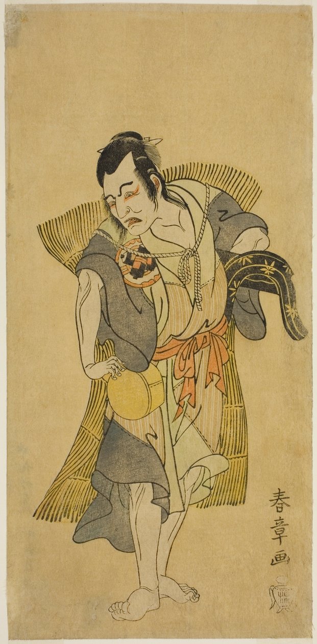 Skuespilleren Nakamura Utaemon I som Kudo Suketsune forkledd som en tigger i stykket Soga Moyo Aigo no Wakamatsu, fremført på Nakamura Theatre i den første måneden, 1769 av Katsukawa Shunsho