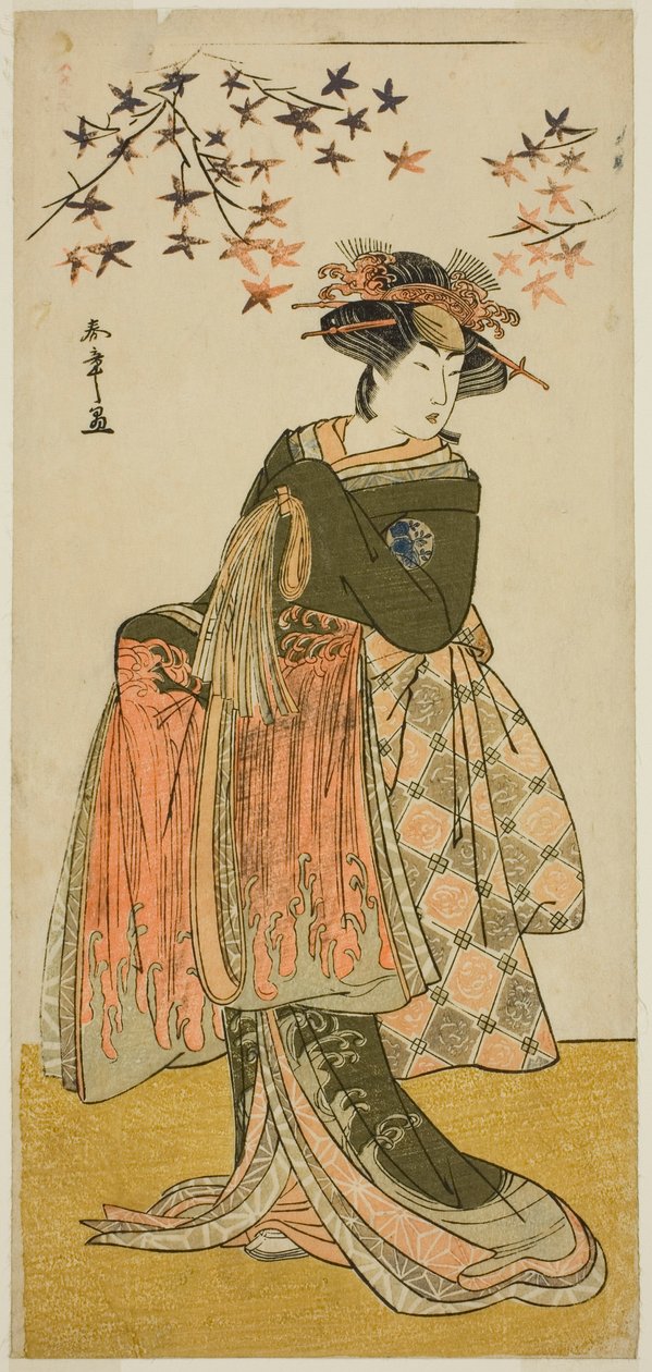 Skuespilleren Nakayama Tomisaburo I som Geisha Yukino (eller Oyuki?) i stykket Kabuki no Hana Bandai Soga, fremført på Ichimura Theatre i den fjerde måneden, 1781 av Katsukawa Shunsho