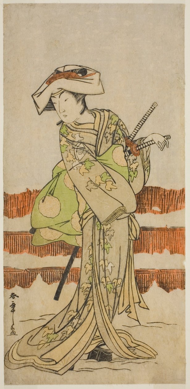 Skuespilleren Onoe Kikugoro I som Tonase i stykket Kanadehon Chushin Nagori no Kura, fremført på Nakamura Theatre i den niende måneden, 1780 av Katsukawa Shunsho