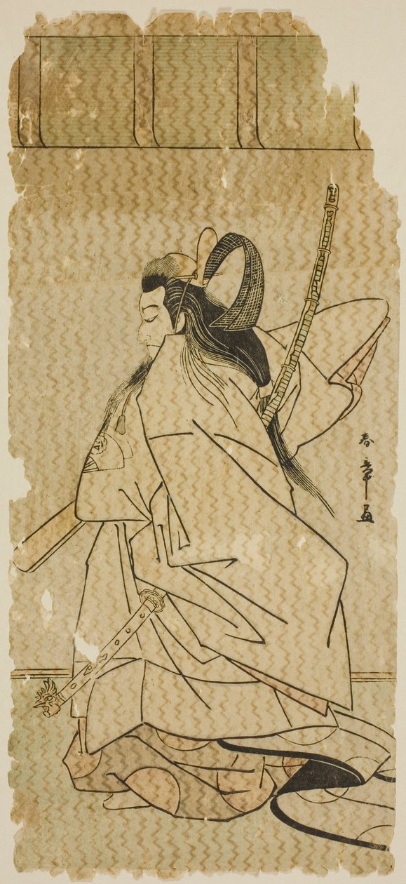 Skuespilleren Onoe Matsusuke I som prins Takanori i stykket "Kaeribana Eiyu Taiheiki," fremført på Nakamura Theatre i den ellevte måneden, 1779 av Katsukawa Shunsho