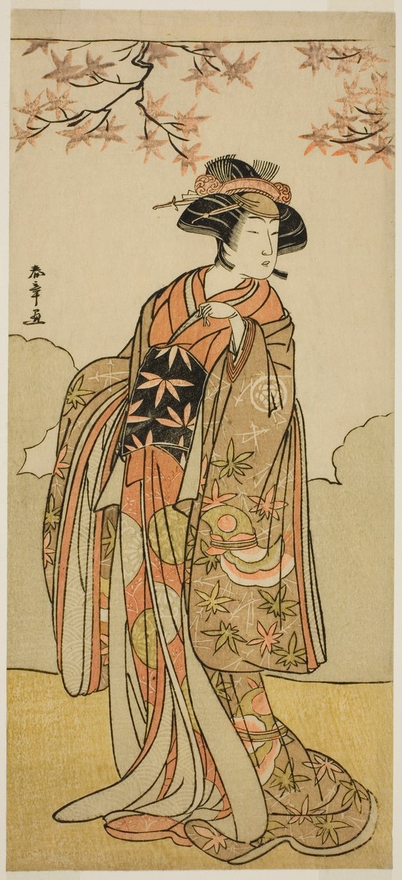 Skuespilleren Osagawa Tsuneyo II som Onoe no Mae i Play Date Nishiki Tsui no Yumitori, fremført på Morita Theatre i den ellevte måneden, 1778 av Katsukawa Shunsho