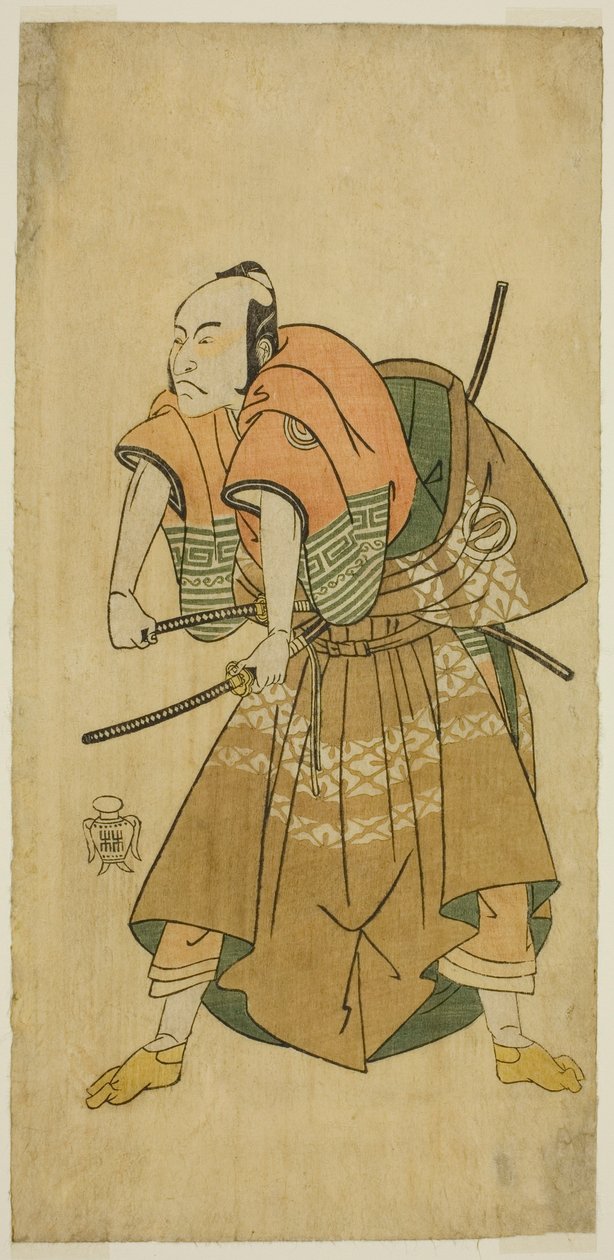 Sawamura Sojuro II som Omi no Kotoda (?) i Play Shuen Soga Omugaeshi (?), fremført på Ichimura Theatre (?) i den andre måneden, 1768 (?) av Katsukawa Shunsho