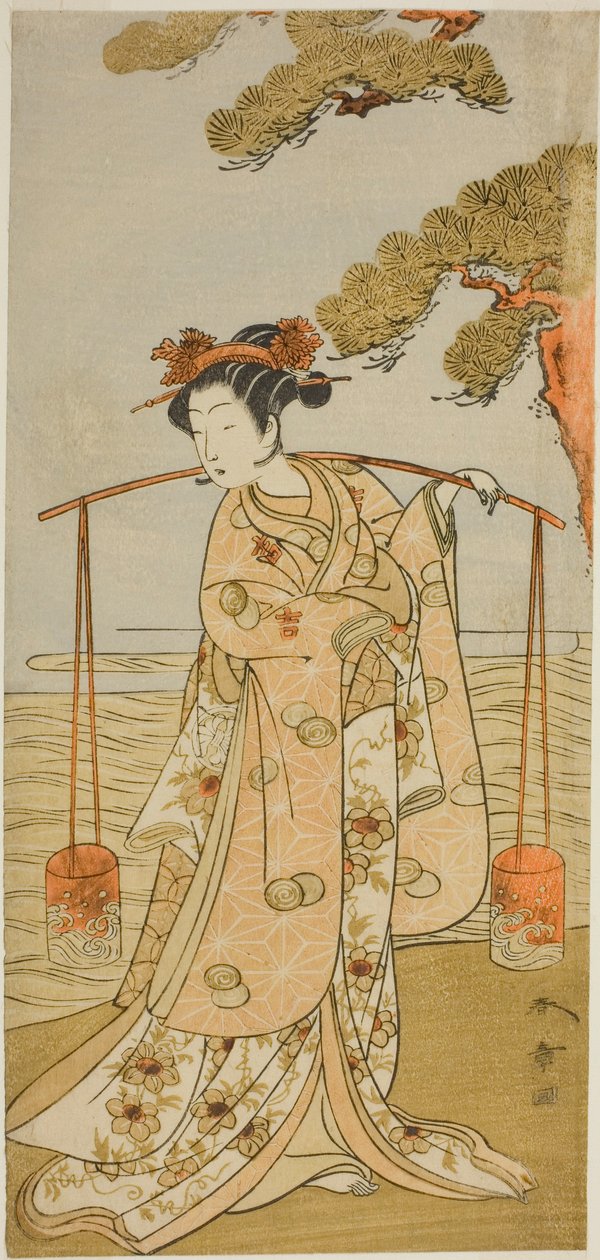 Skuespilleren Segawa Kitsuji III som Murasame i stykket Gohiiki Kanjincho, fremført på Nakamura Theatre i den ellevte måneden, 1773 av Katsukawa Shunsho