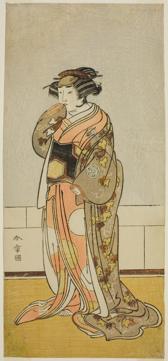 Skuespilleren Yamashita Kinsaku II som Lady Kikusui (Kikusui Gozen) (?) i stykket Kaeribana Eiyu Taiheiki (?), fremført på Nakamura Theatre (?) i den ellevte måneden, 1779 (?) av Katsukawa Shunsho
