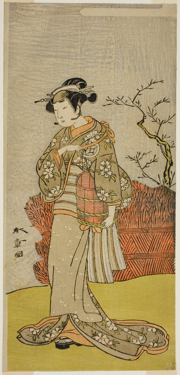 Verden til årets første snø, verden av den første snøen, perforert i Morita, 1773 av Katsukawa Shunsho