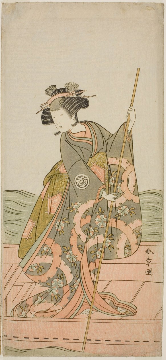 Skuespilleren Yoshizawa Iroha I som prinsesse Yosooi (Yosooi Hime) i stykket Kikujido Shuen no Iwaya, fremført på Morita Theatre i den ellevte måneden, 1775 av Katsukawa Shunsho
