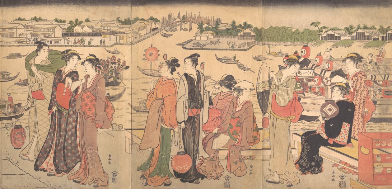 Festival ved Sumida-elven, sent på 1700-tallet. av Katsukawa Shunzan