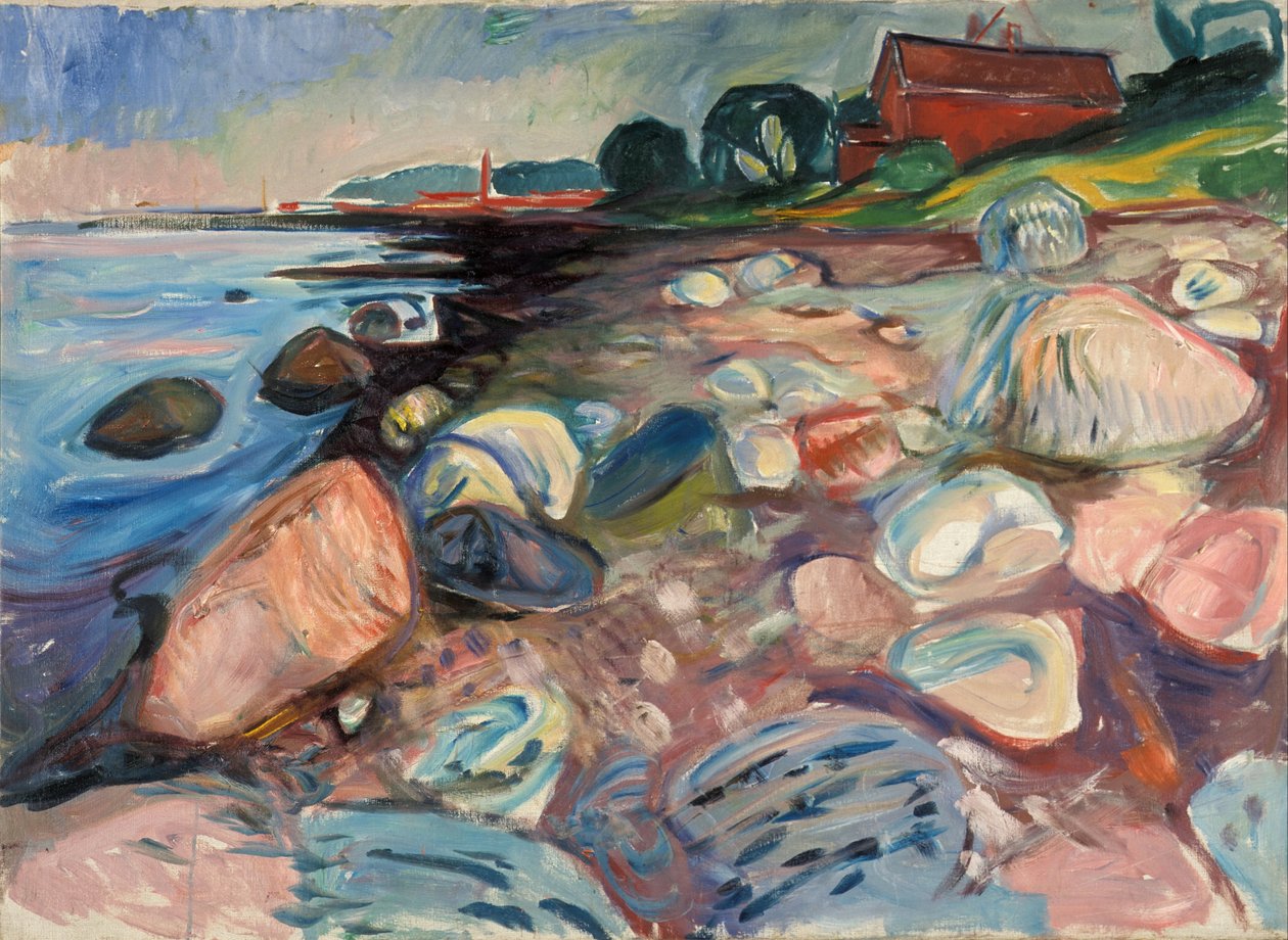 Strand med Red House av Katsushika Hokusai