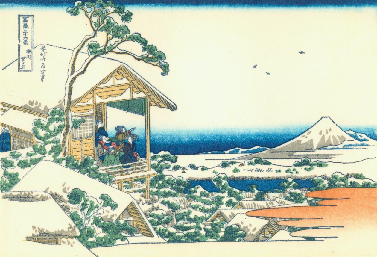 Tehus på Koishikawa. Morgenen etter et snøfall av Katsushika Hokusai