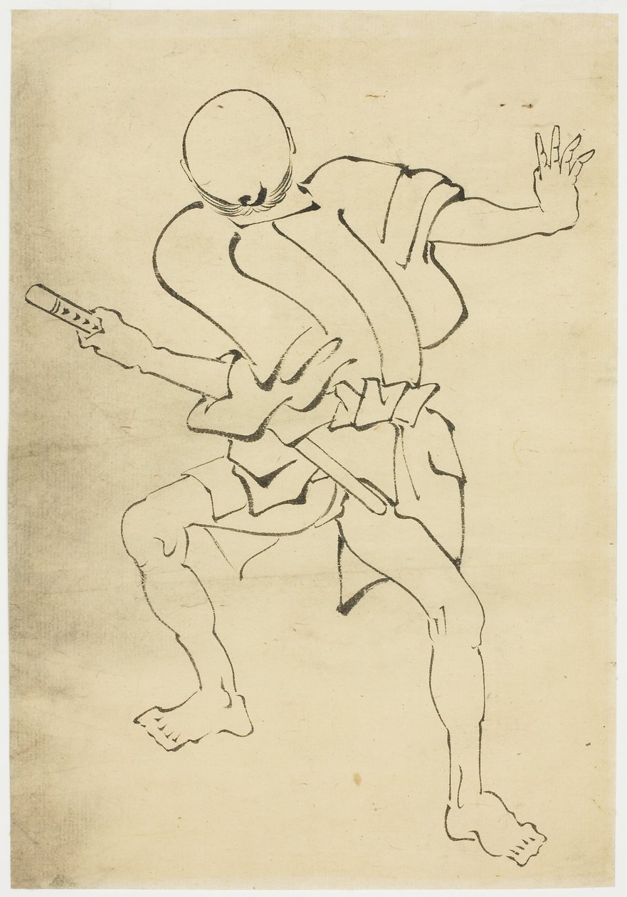 Bevæpnet betjent (studie), ca. 1815-1849 (blekk på papir) av Katsushika (school of) Hokusai
