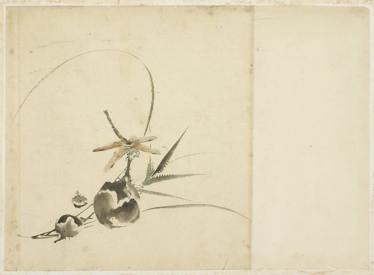 Fruktspray med Dragonfly av Katsushika (school of) Hokusai