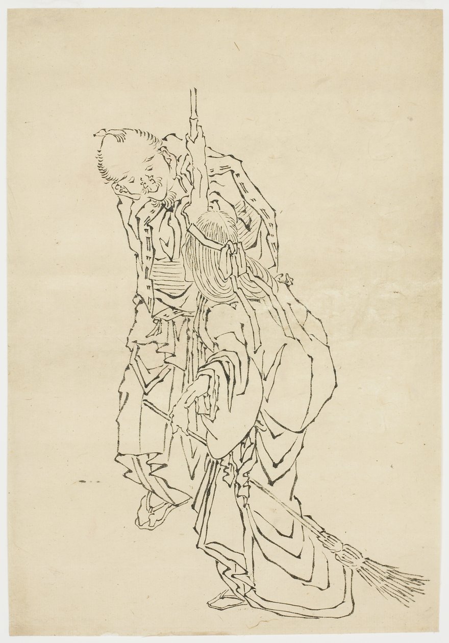Jo and Uba; Theme of Takasago, ca. 1815-1849 (ink on paper) av Katsushika (school of) Hokusai