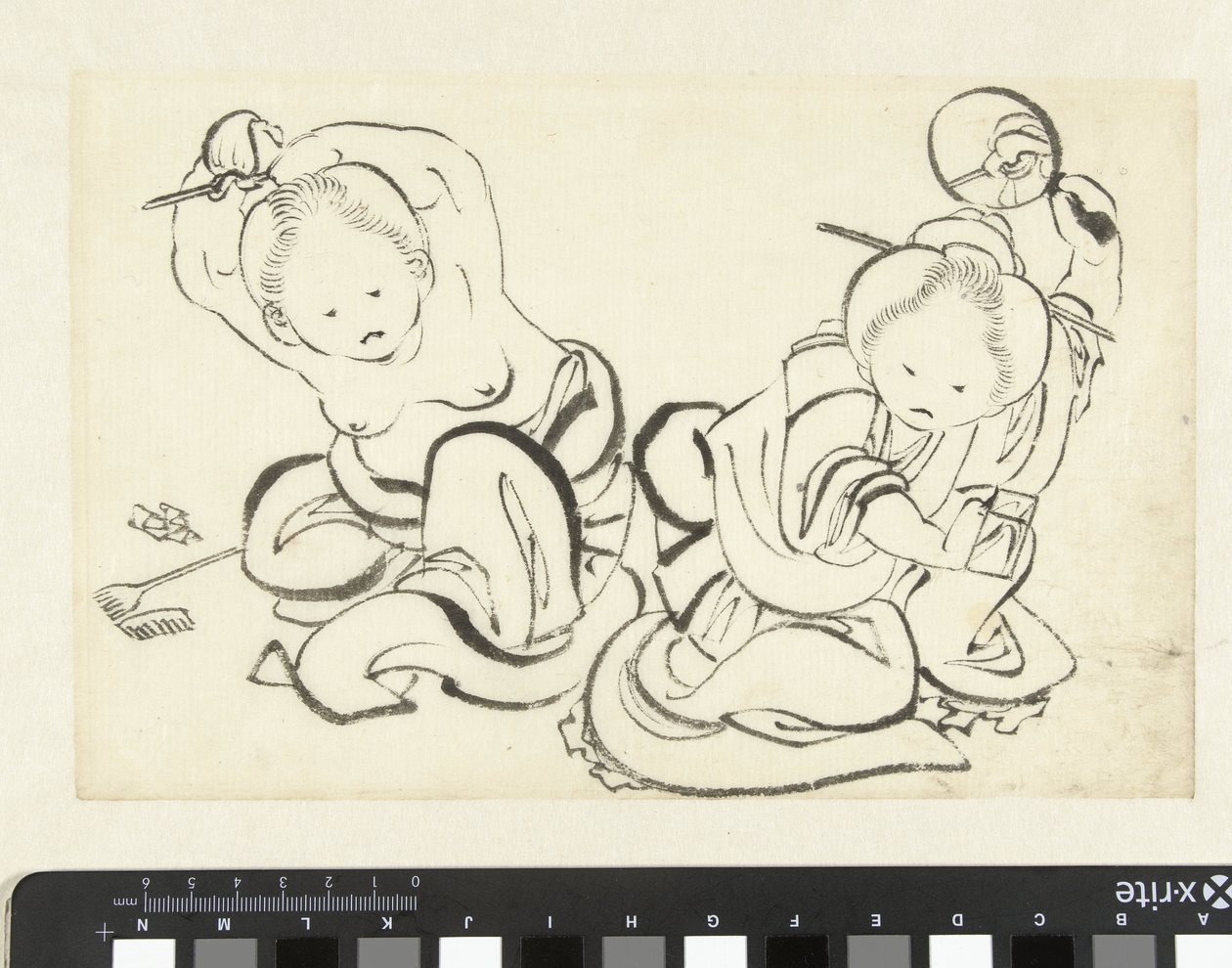 To kvinner klipper seg av attributed to Katsushika Hokusai