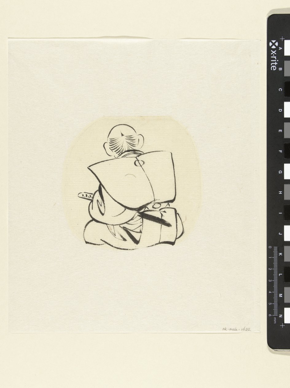 Sittende mann, sett bakfra av attributed to Katsushika Hokusai