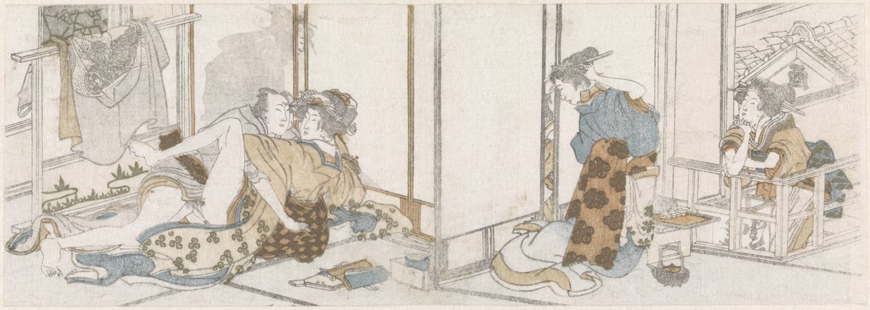 Kjærlighetspar spionert av Katsushika Hokusai (possibly)