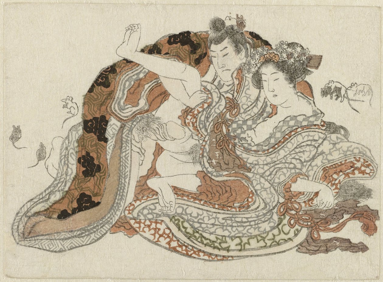Elsker par og rotter av Katsushika Hokusai (possibly)
