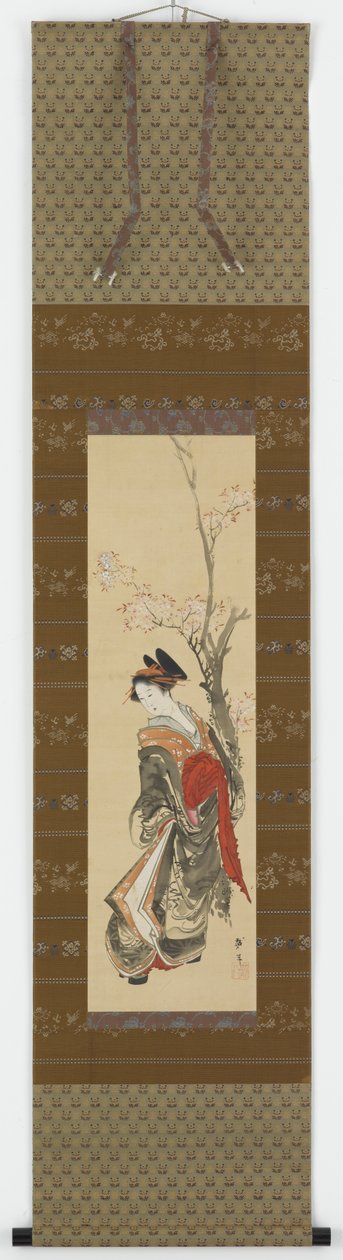 En kurtisane under et kirsebærtre, sent på 1700- og begynnelsen av 1800-tallet. av Katsushika Hokusai