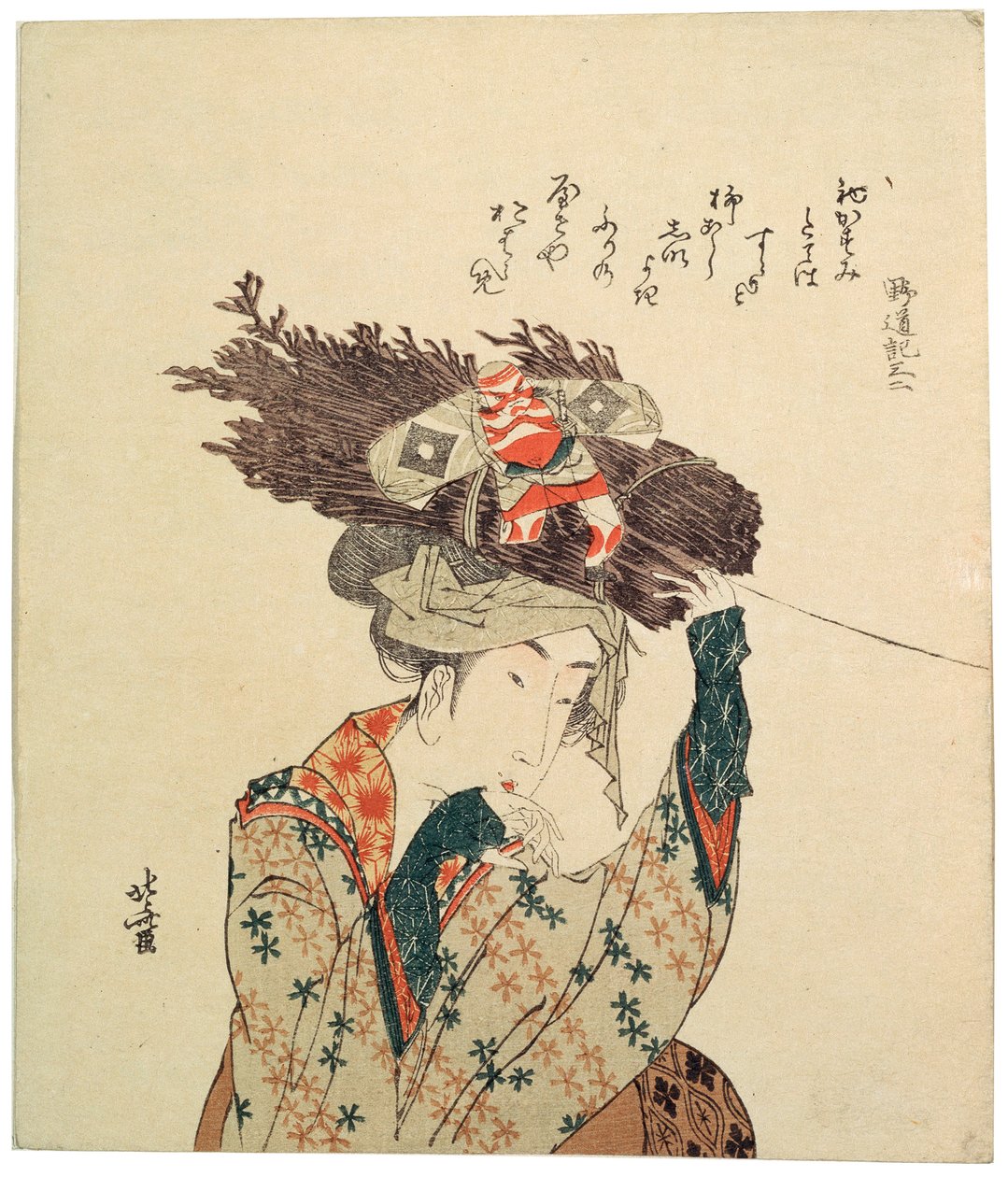 En jente fra Ohara, 1806-1815. av Katsushika Hokusai
