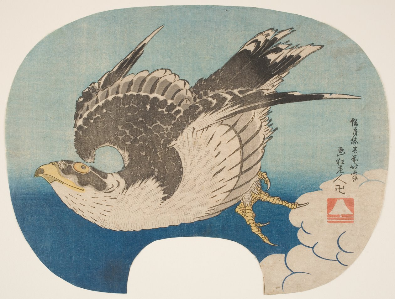 A Hawk in Flight, ca. 1840 (treblokktrykk) av Katsushika Hokusai