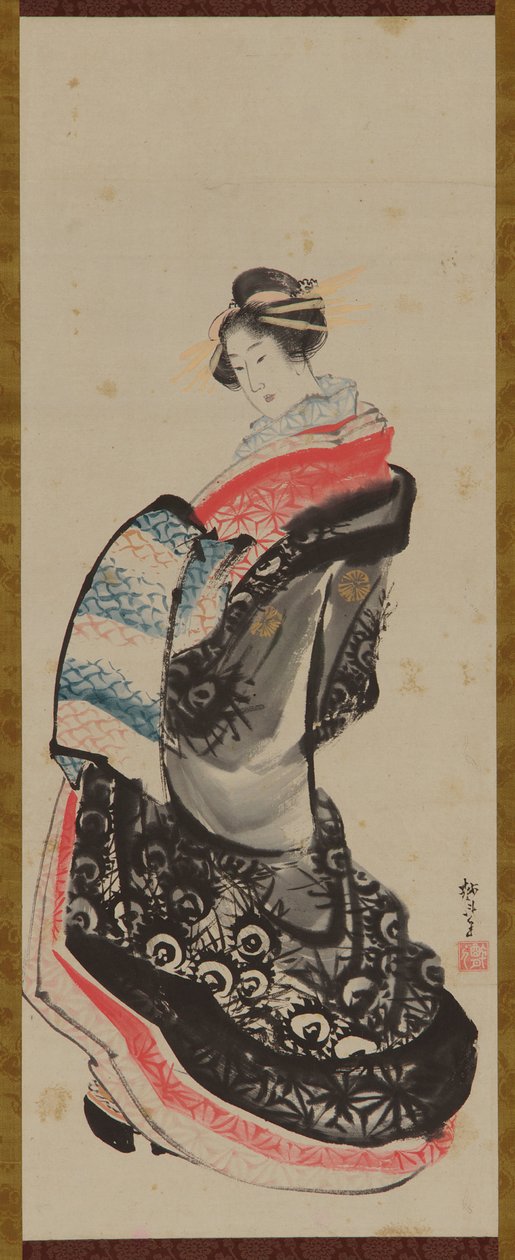 En kurtisane stående, sent på 1700-tallet - begynnelsen av 1800-tallet. av Katsushika Hokusai