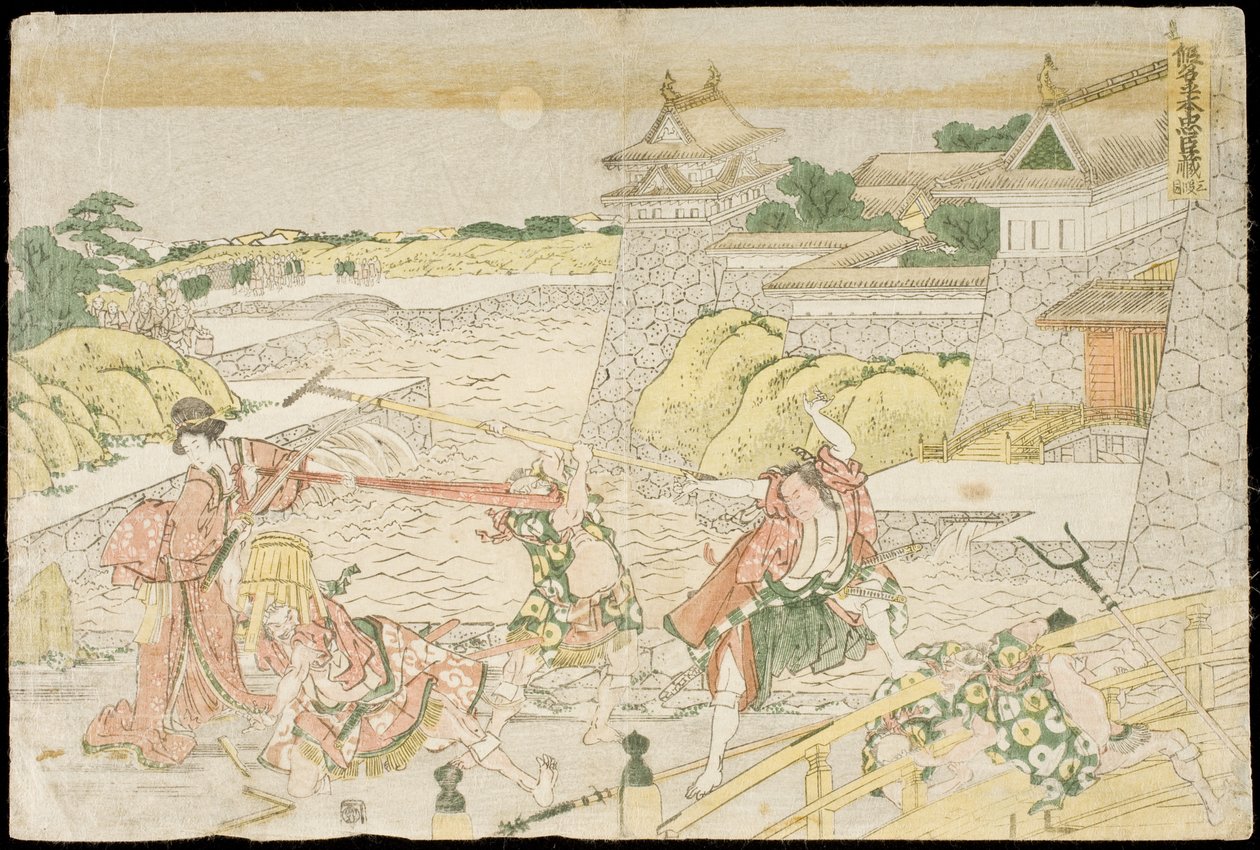 Akt III fra skuespillet *Kanadehon Chūshingura*, «En kana-lærebok om de trofaste vasallenes skattkammer» av Katsushika Hokusai