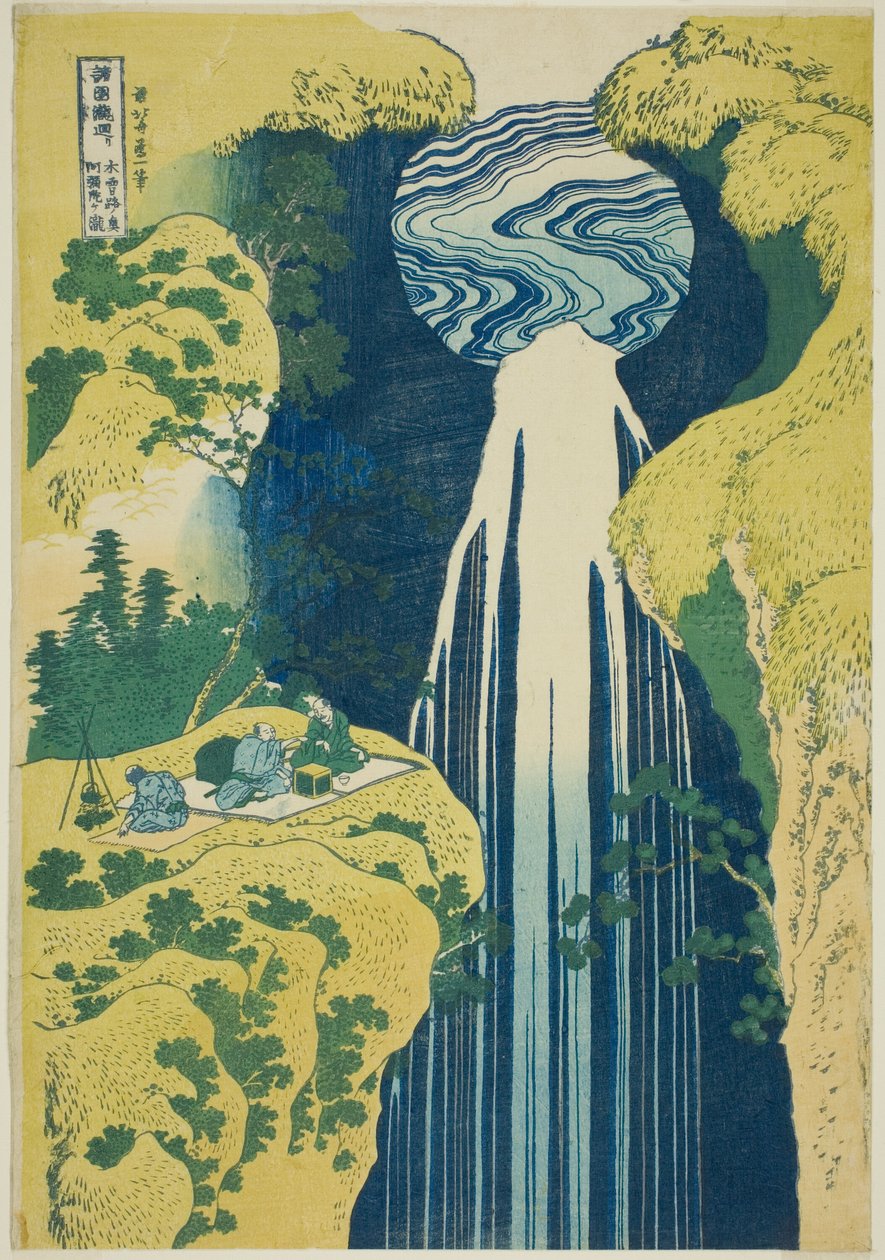 Amida Falls in the Far Reaches of the Kisokaido (Kisoji no oku Amidagataki), fra serien "A Tour of Waterfalls in Various Provinces (Shokoku taki meguri)" av Katsushika Hokusai