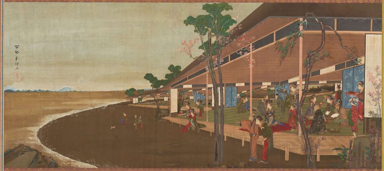 Et fornøyelsesferiested ved kysten, sent på 1700- og begynnelsen av 1800-tallet. av Katsushika Hokusai