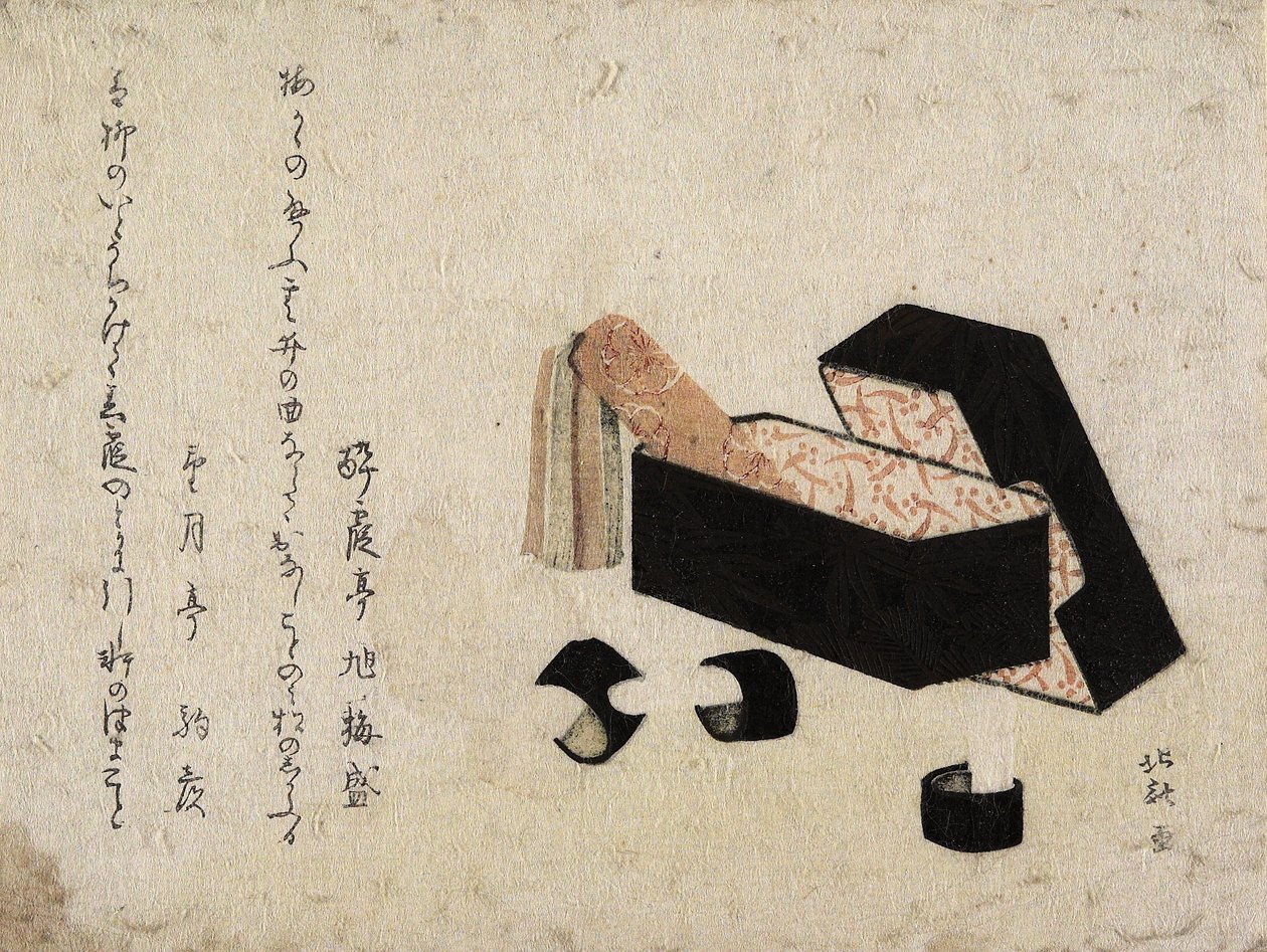 Black Lacquer Box med Koto Strikers av Katsushika Hokusai